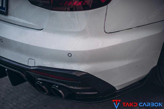 Audi S4 B9.5 2020 2021 2022 2023 2024 with Aftermarket Parts - V2 Style Rear Diffuser & Canards Pre-preg Carbon Fiber from TAKD Carbon