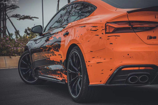 Audi S5 A5 S-line (with s-line bumper) B9.5 2020 2021 2022 2023 2024 with Aftermarket Parts - V2 Style Rear Diffuser & Canards Pre-preg Carbon Fiber from TAKD Carbon