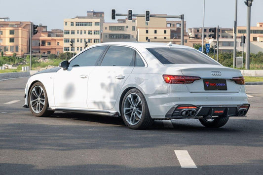 Audi S4 B9.5 2020-ON with Aftermarket Parts - V1 Style Rear Diffuser Pre-preg Carbon Fiber from TAKD Carbon