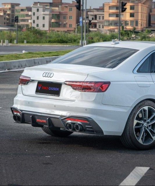 Audi S4 B9.5 2020-ON with Aftermarket Parts - V1 Style Rear Diffuser Pre-preg Carbon Fiber from TAKD Carbon
