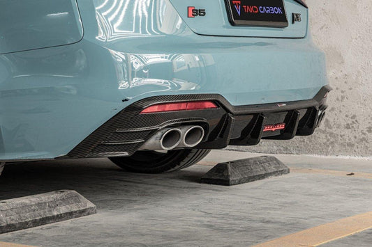 Audi S5 A5 S-line (with s-line bumper) B9.5 2020 2021 2022 2023 2024 with Aftermarket Parts - Rear Diffuser Pre-preg Carbon Fiber from TAKD Carbon