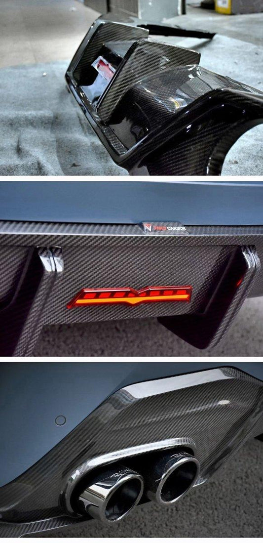 BMW 8 Series M850 840 (With M-Package Bumper) G14 G15 G16 2018 2019 2020 2021 2022 2023 2024 with Aftermarket Parts - V1 Style Rear Diffuser Pre-preg Carbon Fiber from TAKD Carbon