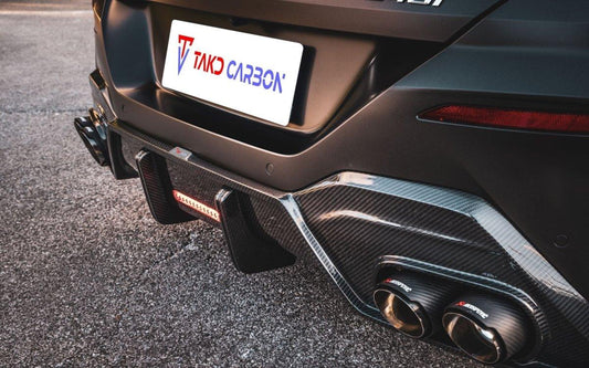 BMW 8 Series M850 840 (With M-Package Bumper) G14 G15 G16 2018 2019 2020 2021 2022 2023 2024 with Aftermarket Parts - V1 Style Rear Diffuser Pre-preg Carbon Fiber from TAKD Carbon