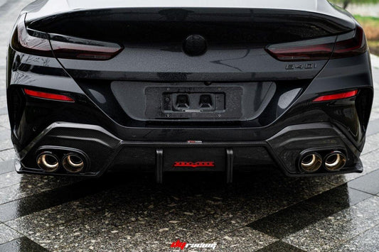 BMW 8 Series M850 840 (With M-Package Bumper) G14 G15 G16 2018 2019 2020 2021 2022 2023 2024 with Aftermarket Parts - V1 Style Rear Diffuser Pre-preg Carbon Fiber from TAKD Carbon