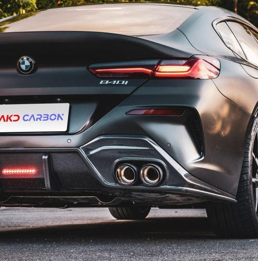 BMW 8 Series M850 840 (With M-Package Bumper) G14 G15 G16 2018 2019 2020 2021 2022 2023 2024 with Aftermarket Parts - V1 Style Rear Diffuser Pre-preg Carbon Fiber from TAKD Carbon