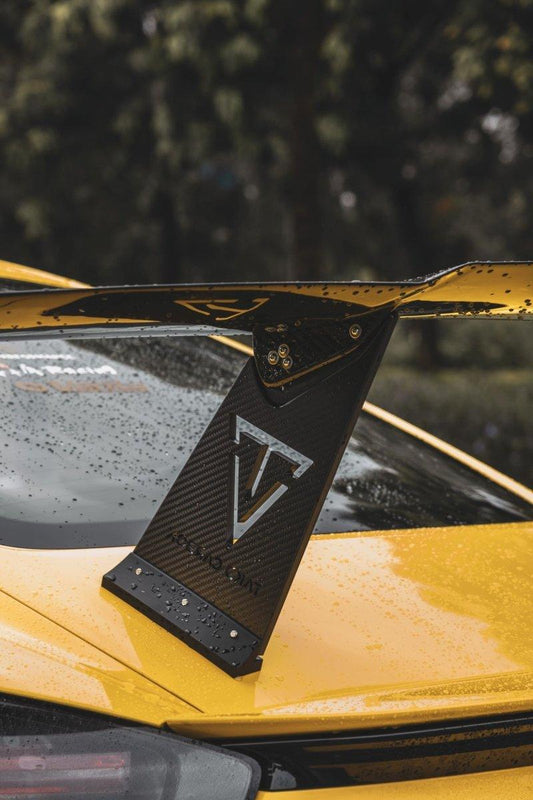 Porsche 718 Cayman / Boxster / GTS 2017-ON with Aftermarket Parts - V1 Rear Wing Pre-preg Carbon Fiber from TAKD Carbon