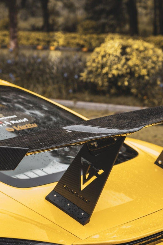 Porsche 718 Cayman / Boxster / GTS 2017-ON with Aftermarket Parts - V1 Rear Wing Pre-preg Carbon Fiber from TAKD Carbon