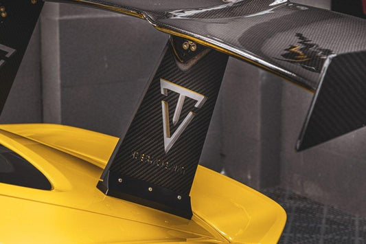 Porsche 718 Cayman / Boxster / GTS 2017-ON with Aftermarket Parts - V1 Rear Wing Pre-preg Carbon Fiber from TAKD Carbon