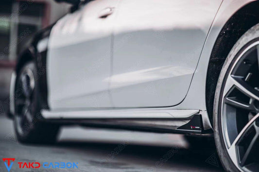 Audi S4 A4 B9.5 2020 2021 2022 2023 2024 with Aftermarket Parts - Side Skirts Pre-preg Carbon Fiber from TAKD Carbon