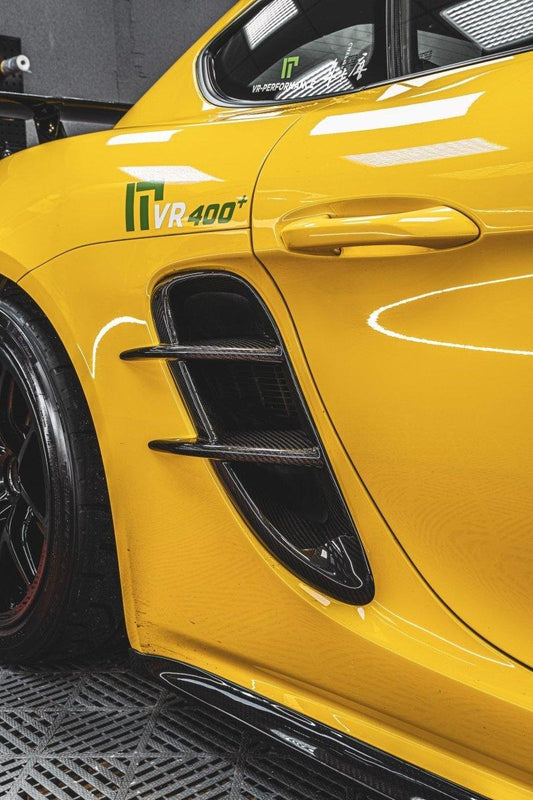 Porsche 718 Cayman / Boxster / GTS / GT4 / Spyder 2017 2018 2019 2020 2021 2022 2023 2024 with Aftermarket Parts - Side Skirts Pre-preg Carbon Fiber from TAKD Carbon