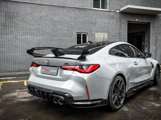 BMW M4 / M4C G82 2021 2022 2023 2024 & 4 series 430i M440i G22 G23 2021 2022 2023 2024 with Aftermarket Parts - Extreme Style Rear GT Wing Pre-preg Carbon Fiber from TAKD Carbon