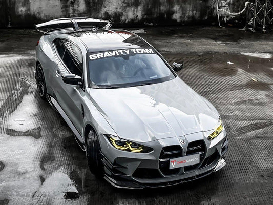 BMW M4 / M4C G82 2021 2022 2023 2024 & 4 series 430i M440i G22 G23 2021 2022 2023 2024 with Aftermarket Parts - Extreme Style Rear GT Wing Pre-preg Carbon Fiber from TAKD Carbon