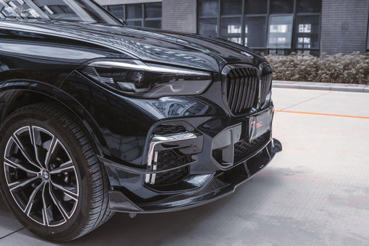 BMW X5 G05 M50i & X/S Drive 40i (with M-Package) Pre-LCI 2019 2020 2021 with Aftermarket Parts - Pre-preg Carbon Fiber Front Canards from TAKD Carbon
