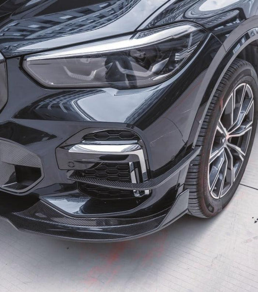 BMW X5 G05 M50i & X/S Drive 40i (with M-Package) Pre-LCI 2019 2020 2021 with Aftermarket Parts - Pre-preg Carbon Fiber Front Canards from TAKD Carbon