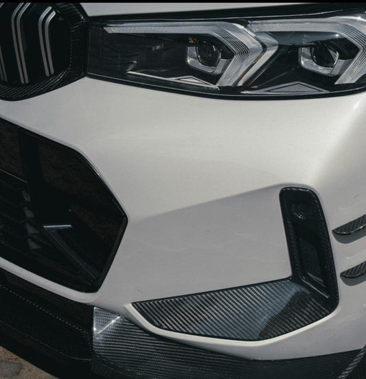 BMW 3 Series 330i (with M-package bumper, does not fit base model) M340i G20 LCI 2023 2024 with Aftermarket Parts - Front Bumper Upper Valences Pre-preg Carbon Fiber from TAKD Carbon