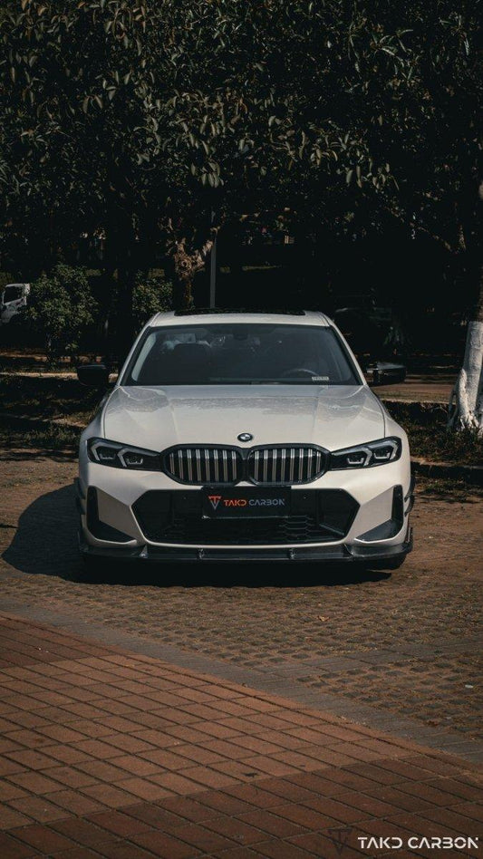 BMW 3 Series 330i (with M-package bumper, does not fit base model) M340i G20 LCI 2023 2024 with Aftermarket Parts - Front Bumper Upper Valences Pre-preg Carbon Fiber from TAKD Carbon