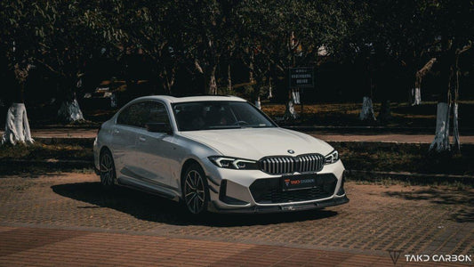 BMW 3 Series 330i (with M-package bumper, does not fit base model) M340i G20 LCI 2023 2024 with Aftermarket Parts - Front Bumper Upper Valences Pre-preg Carbon Fiber from TAKD Carbon