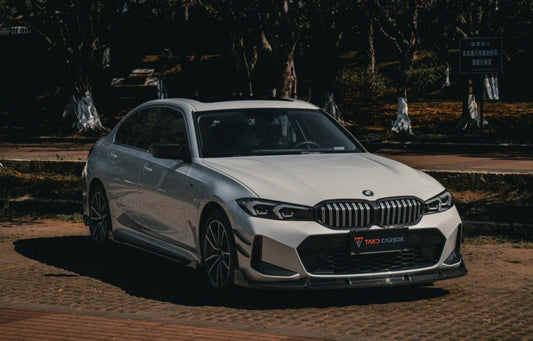 BMW 3 Series 330i (with M-package bumper,Does not fit base model) M340i G20 LCI 2023-ON with Aftermarket Parts - V1 Style Front Lip Pre-preg Carbon Fiber from TAKD Carbon