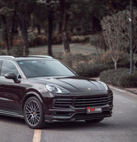 Porsche Cayenne / GTS (does not fit sport design package) 9Y0 9Y3 2018 2019 2020 2021 2022 2023 with Aftermarket Parts - Front Lip Pre-preg Carbon Fiber from TAKD Carbon