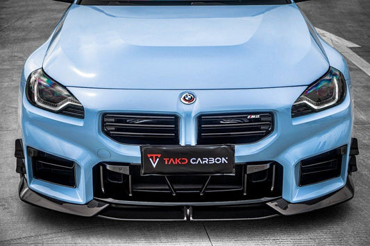 BMW M2 / M2C G87 2023 2024 with Aftermarket Parts - Front Lip Pre-preg Carbon Fiber from TAKD Carbon