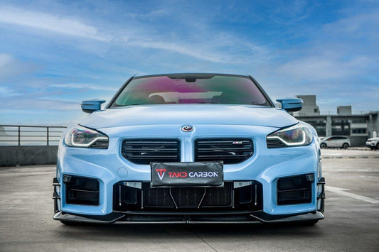 BMW M2 / M2C G87 2023 2024 with Aftermarket Parts - Front Lip Pre-preg Carbon Fiber from TAKD Carbon