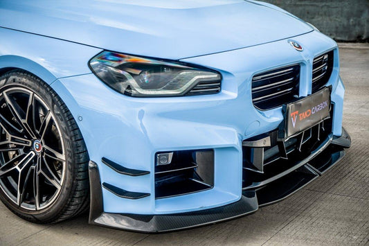 BMW M2 / M2C G87 2023 2024 with Aftermarket Parts - Front Lip Pre-preg Carbon Fiber from TAKD Carbon