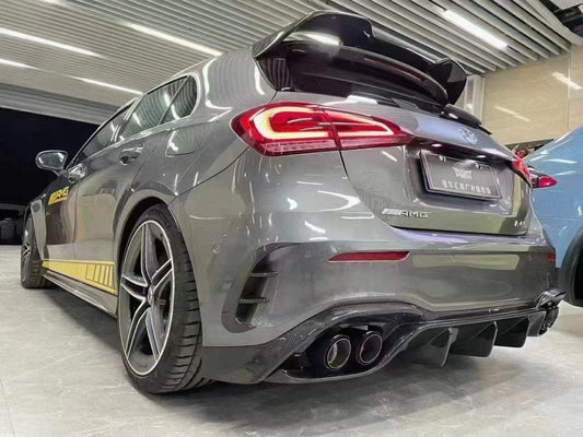Mercedes Benz A-Class A45 A35 A220 W177 2019-ON with Aftermarket Parts - Rear Bumper Canards Pre-preg Carbon Fiber from TAKD Carbon
