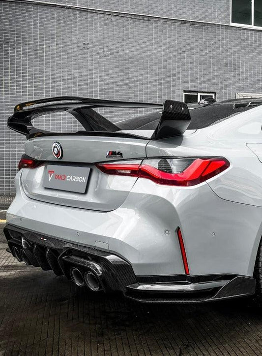 BMW M3/M3C G80/G81 2021 2022 2023 2024 & M4/M4C G82/G83 2021 2022 2023 2024 with Aftermarket Parts - V1 Style Rear Diffuser & Canards Pre-preg Carbon Fiber from TAKD Carbon