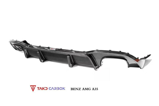 Mercedes Benz A-Class A35L / A220 (with sport-package bumper) W177 2019-ON with Aftermarket Parts - V1 Rear Diffuser Pre-preg Carbon Fiber from TAKD Carbon