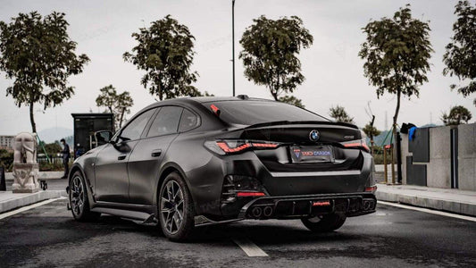 BMW 4 M50 / e Drive 40 (with M-package bumper, does not fit base model) G26 2022 2023 2024 & 4 Series Gran Coupe M440i 430i (with M-package bumper, does not fit base model) G26 2022 2023 2024 with Aftermarket Parts - Rear Spoiler Pre-preg Carbon Fiber from TAKD Carbon