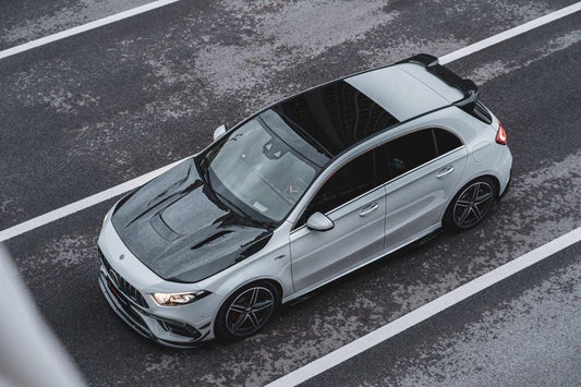 Mercedes Benz A-Class A45 A35 A220 W177 2019-ON with Aftermarket Parts - Rear Roof Spoiler Pre-preg Carbon Fiber from TAKD Carbon