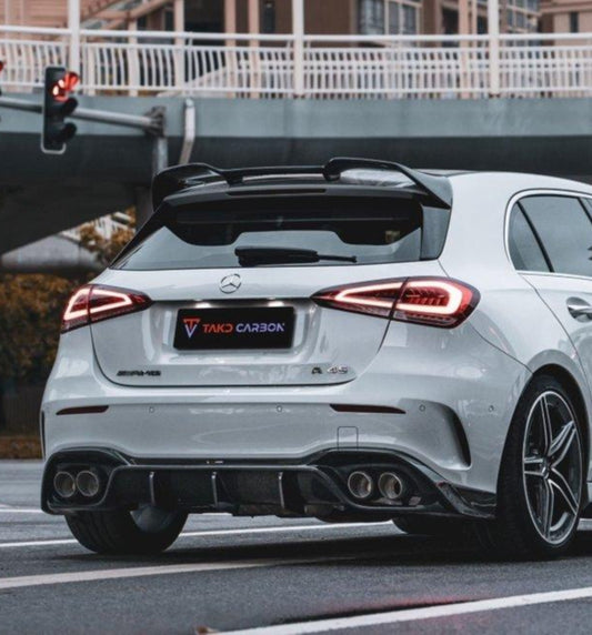 Mercedes Benz A-Class A45 A35 A220 W177 2019-ON with Aftermarket Parts - Rear Roof Spoiler Pre-preg Carbon Fiber from TAKD Carbon