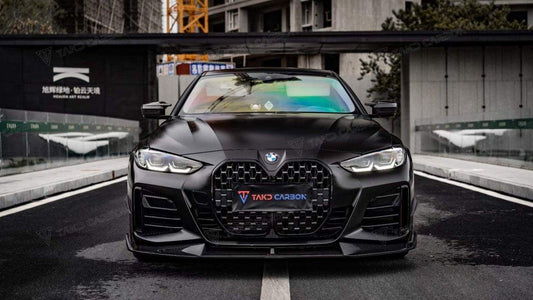 BMW 4 Series 430i M440i G22 G23 2020-ON & 4 Series Gran Coupe M440i 430i (with M-package bumper,Does not fit base model) G26 2022-ON & I4 M50 / e Drive 40 (with M-package bumper,Does not fit base model) G26 2022-ON with Aftermarket Parts - Side Skirts Pre-preg Carbon Fiber from TAKD Carbon