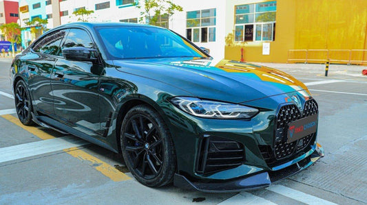 BMW 4 Series 430i M440i G22 G23 2020-ON & 4 Series Gran Coupe M440i 430i (with M-package bumper,Does not fit base model) G26 2022-ON & I4 M50 / e Drive 40 (with M-package bumper,Does not fit base model) G26 2022-ON with Aftermarket Parts - Side Skirts Pre-preg Carbon Fiber from TAKD Carbon