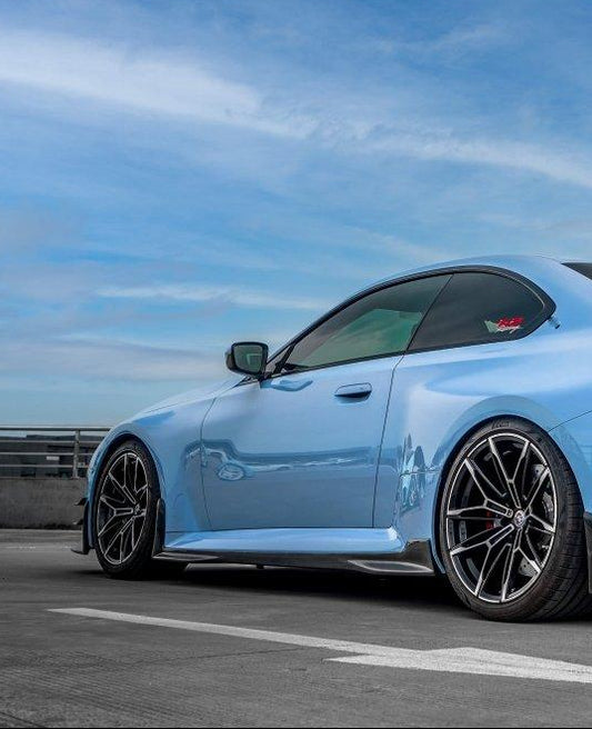 BMW M2 / M2C G87 2023 2024 with Aftermarket Parts - Side Skirts Pre-preg Carbon Fiber from TAKD Carbon