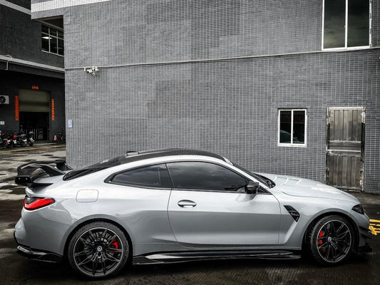 BMW M3/M3C G80/G81 2021-ON & M4/M4C G82/G83 2021 2022 2023 2024 with Aftermarket Parts - V1 Style Side Skirts Pre-preg Carbon Fiber from TAKD Carbon