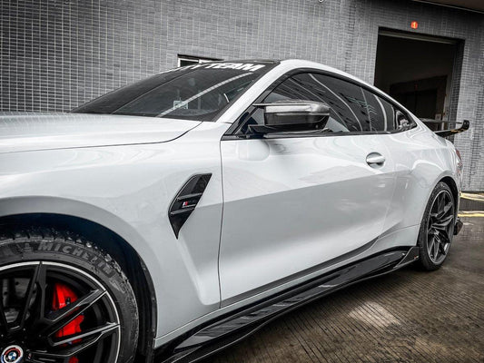 BMW M3/M3C G80/G81 2021-ON & M4/M4C G82/G83 2021 2022 2023 2024 with Aftermarket Parts - V1 Style Side Skirts Pre-preg Carbon Fiber from TAKD Carbon