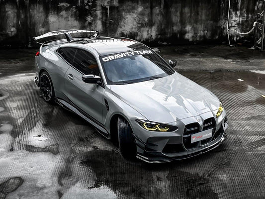 BMW M3/M3C G80/G81 2021-ON & M4/M4C G82/G83 2021 2022 2023 2024 with Aftermarket Parts - V1 Style Side Skirts Pre-preg Carbon Fiber from TAKD Carbon