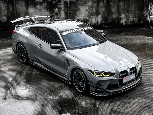 BMW M3/M3C G80/G81 2021-ON & M4/M4C G82/G83 2021 2022 2023 2024 with Aftermarket Parts - V1 Style Side Skirts Pre-preg Carbon Fiber from TAKD Carbon