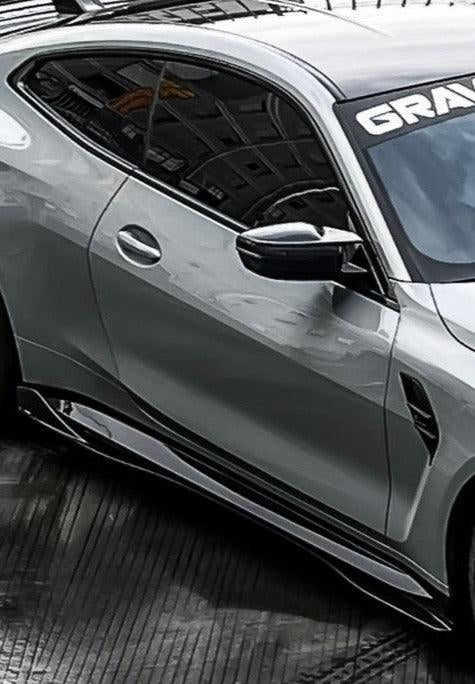 BMW M3/M3C G80/G81 2021-ON & M4/M4C G82/G83 2021 2022 2023 2024 with Aftermarket Parts - V1 Style Side Skirts Pre-preg Carbon Fiber from TAKD Carbon