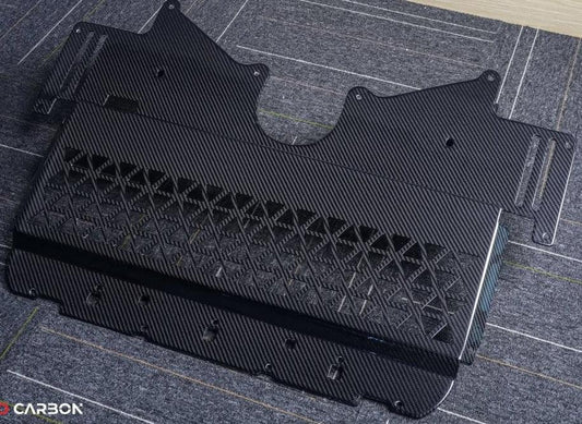 BMW M3/M3C G80/G81 2021 2022 2023 2024 & M4/M4C G82/G83 2020 2021 2022 2023 2024 with Aftermarket Parts - Skid Plate Pre-preg Carbon Fiber from TAKD Carbon