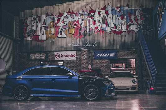 Audi RS3 8V.5 2018 2019 2020 with Aftermarket Parts - Front Fenders Pre-preg Carbon Fiber from TAKD Carbon