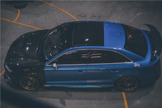 Audi RS3 8V.5 2018 2019 2020 with Aftermarket Parts - Front Fenders Pre-preg Carbon Fiber from TAKD Carbon