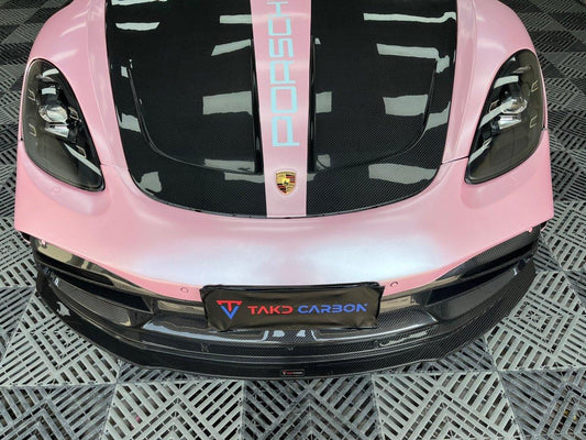 Porsche 718 Boxster / Cayman (all models, including GTS / GT4 / GT4RS / Spyder) & 911 991.1 991.2 (all models, including Carrera S / 4S / T / GTS / 4 GTS / Targa / GT3 / GT3 RS / R / Turbo / Turbo S / GT2 RS with Aftermarket Parts - V2 Style Hood Bonnet Pre-preg Carbon Fiber from TAKD Carbon