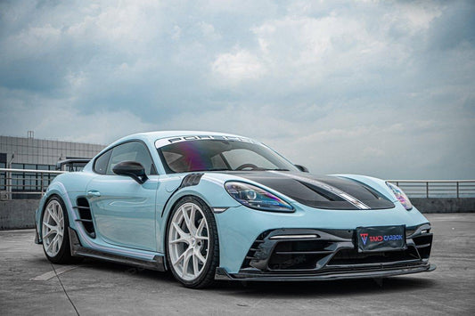 Porsche 718 Boxster / Cayman (all models, including GTS / GT4 / GT4RS / Spyder) & 911 991.1 991.2 (all models, including Carrera S / 4S / T / GTS / 4 GTS / Targa / GT3 / GT3 RS / R / Turbo / Turbo S / GT2 RS with Aftermarket Parts - V2 Style Hood Bonnet Pre-preg Carbon Fiber from TAKD Carbon