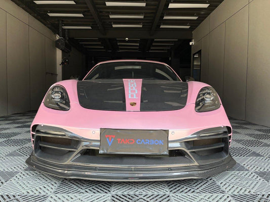 Porsche 718 Boxster / Cayman (all models, including GTS / GT4 / GT4RS / Spyder) & 911 991.1 991.2 (all models, including Carrera S / 4S / T / GTS / 4 GTS / Targa / GT3 / GT3 RS / R / Turbo / Turbo S / GT2 RS with Aftermarket Parts - V2 Style Hood Bonnet Pre-preg Carbon Fiber from TAKD Carbon