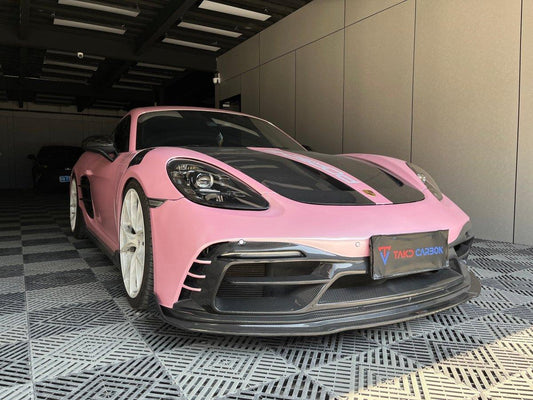 Porsche 718 Boxster / Cayman (all models, including GTS / GT4 / GT4RS / Spyder) & 911 991.1 991.2 (all models, including Carrera S / 4S / T / GTS / 4 GTS / Targa / GT3 / GT3 RS / R / Turbo / Turbo S / GT2 RS with Aftermarket Parts - V2 Style Hood Bonnet Pre-preg Carbon Fiber from TAKD Carbon