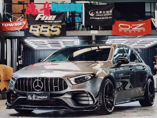 Mercedes Benz A-Class A45 W177 2019-ON with Aftermarket Parts - Front Canards Pre-preg Carbon Fiber from TAKD Carbon