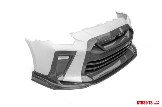 Nissan GTR Nismo Black Edition Track Eidtion Premium Base 2008-2016 & 2017-2024 (for installation on 2017-2024 & 2008-2016 vehicles, 2008-2016 & 2017-2024 hood is recommended) with Aftermarket Parts - TS Style Front Bumper & Lip (DRL included) Carbon Fiber/FRP from CMST Tuning
