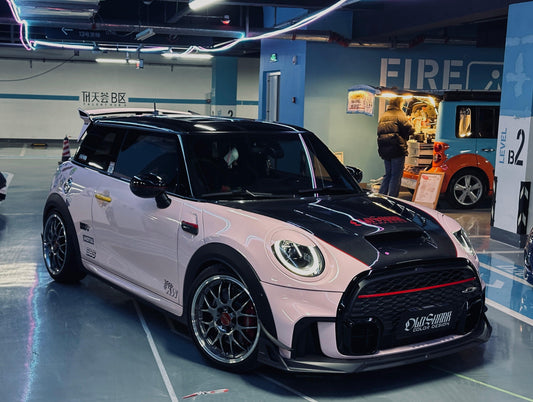 MINI Cooper JCW (John Cooper Works) F56 & Cooper (All Models) LCI 2022 2023 2024 with Aftermarket Parts - AE Style Hood Carbon Fiber from ArmorExtend